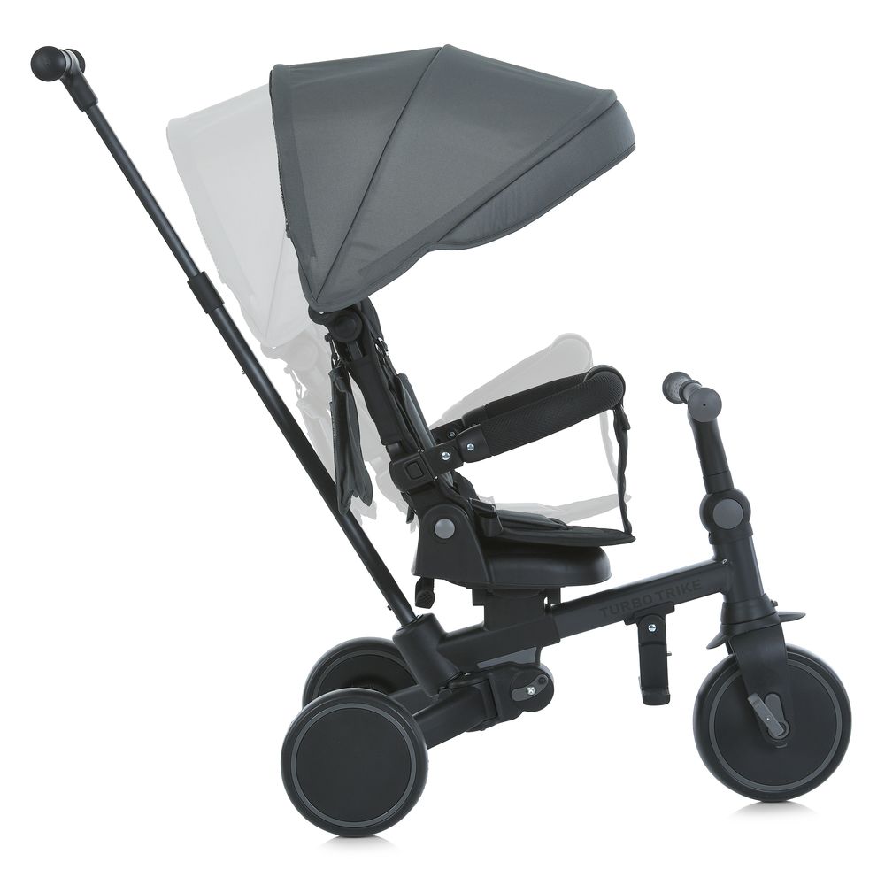 Turbo Trike MT 1036 - детский складной трехколесный велосипед с родительской ручкой (1–5 лет / до 30 кг), трансформер 4в1, беговел • Grey