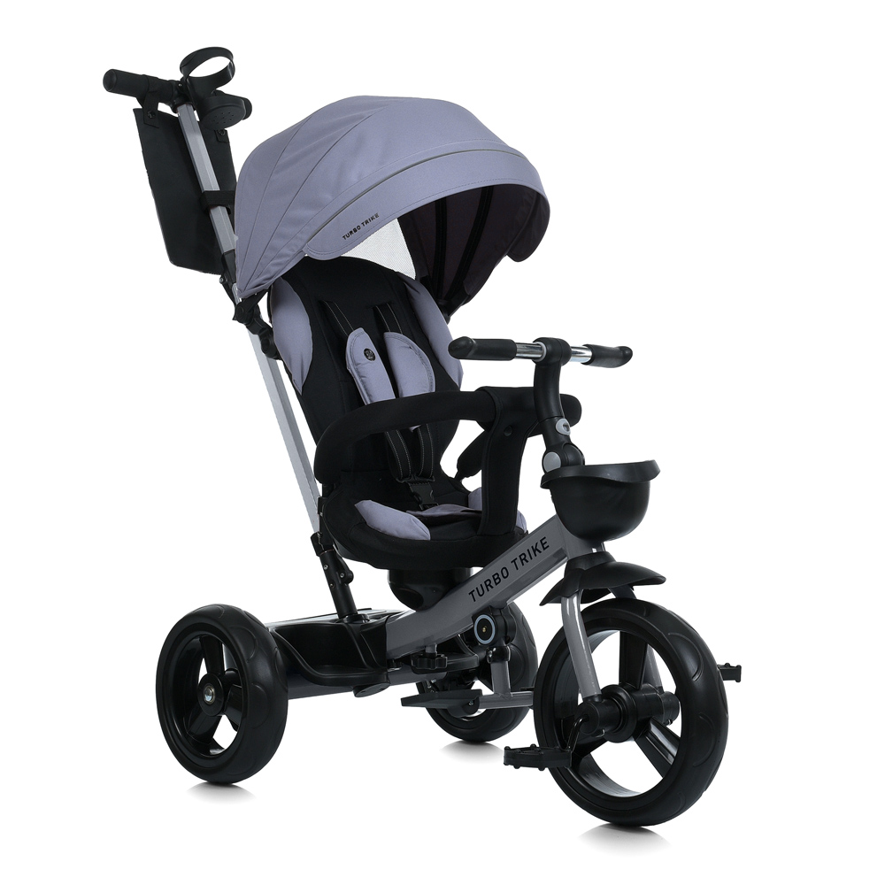 Turbo Trike MT 1001-1 - дитячий триколісний велосипед з батьківською ручкою (від 1.5 до 3 років), поворотне сидіння, колеса EVA • Smart Grey