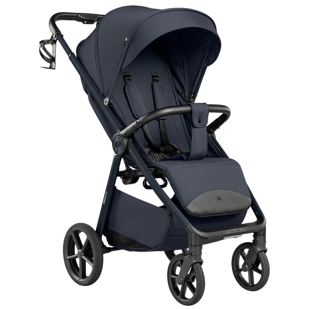 Carrello Bravo Lite Deluxe CRL-5529 - прогулянкова коляска з підсвіткою, всесезонний візок, телескопічне регулювання ручки, великі колеса, захист від сповзання, зручно складається • Midnight Blue
