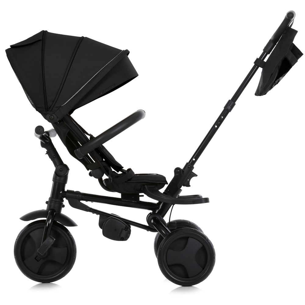 Turbo Trike MT 1055 - детский трехколесный велосипед с родительской ручкой (1-5 лет/ до 30 кг), поворотное сиденье, складной руль, колеса EVA • Black