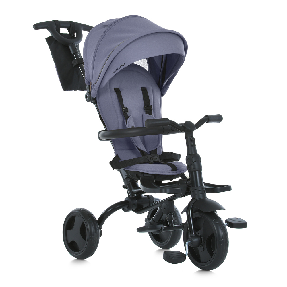 Turbo Trike MT 1055 - детский трехколесный велосипед с родительской ручкой (1-5 лет/ до 30 кг), поворотное сиденье, складной руль, колеса EVA • Grey