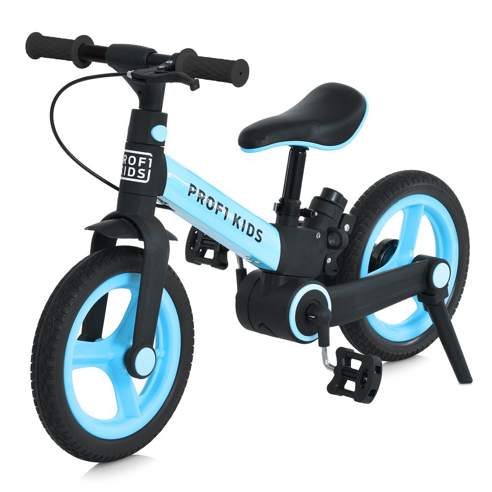 Profi Kids 12 MB 1021 - дитячий велосипед-трансформер 3в1, біговел (від 2 років / до 40 кг), батьківська ручка, знімні додаткові колеса • Блакитний (MB 1021-6)