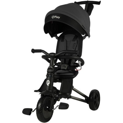 Qplay Nova+ EVA - детский складной трехколесный велосипед с родительской ручкой • Ultimate Black