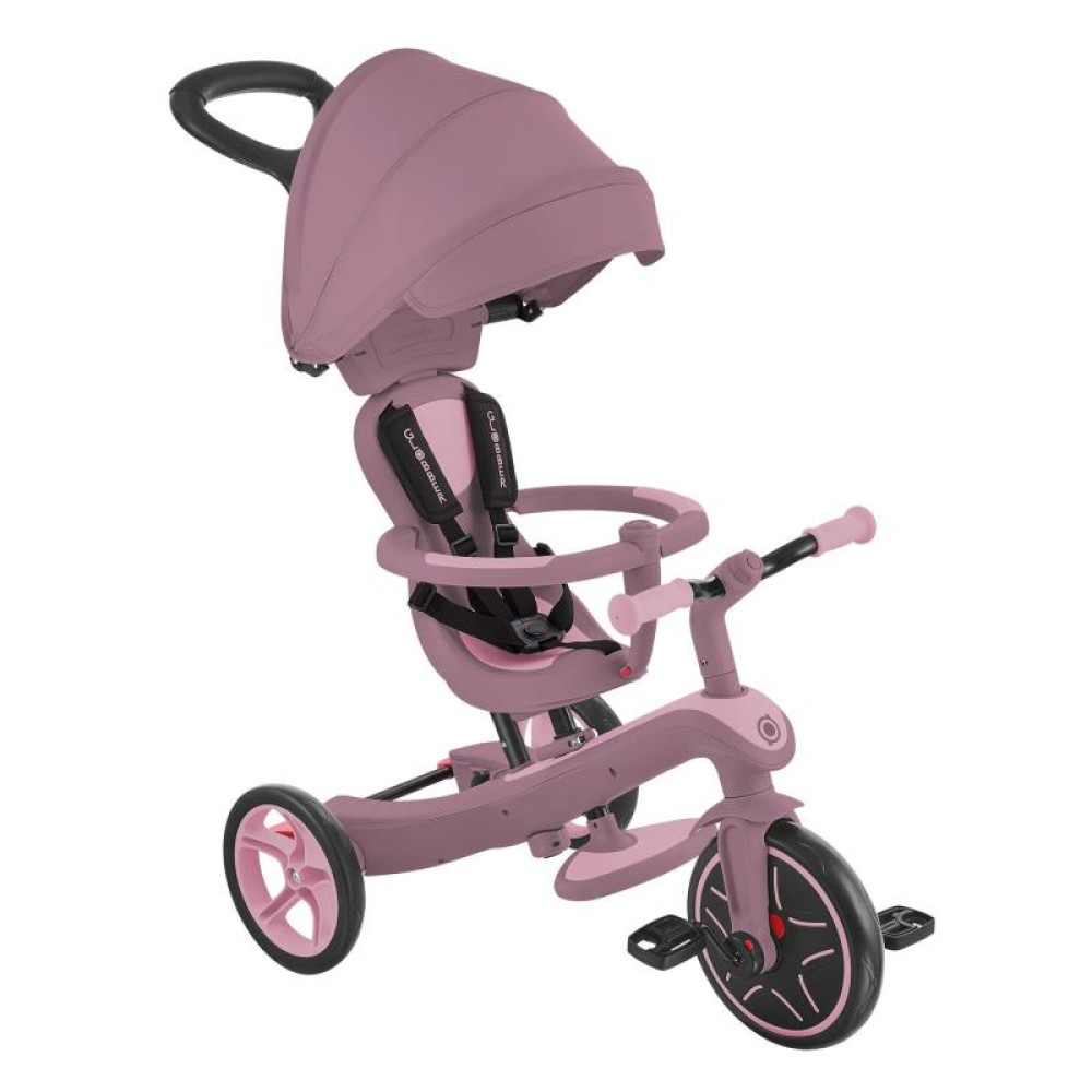 Globber Explorer Trike - детский трехколесный велосипед с родительской ручкой 4в1 • Пастельно-Сиреневый