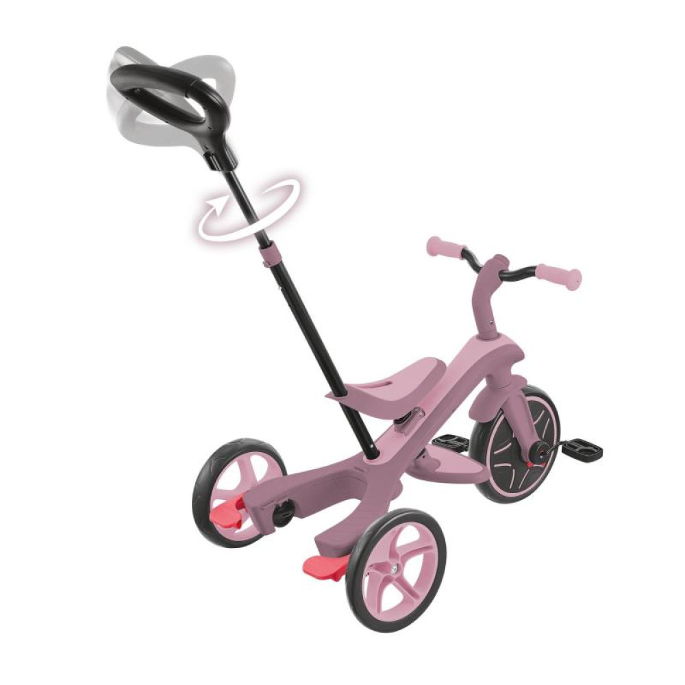 Globber Explorer Trike - детский трехколесный велосипед с родительской ручкой 4в1 • Пастельно-Сиреневый
