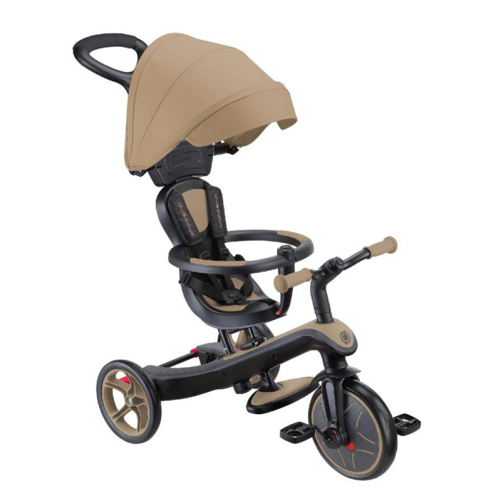 Globber Explorer Trike - детский трехколесный велосипед с родительской ручкой 4в1 • Песочный