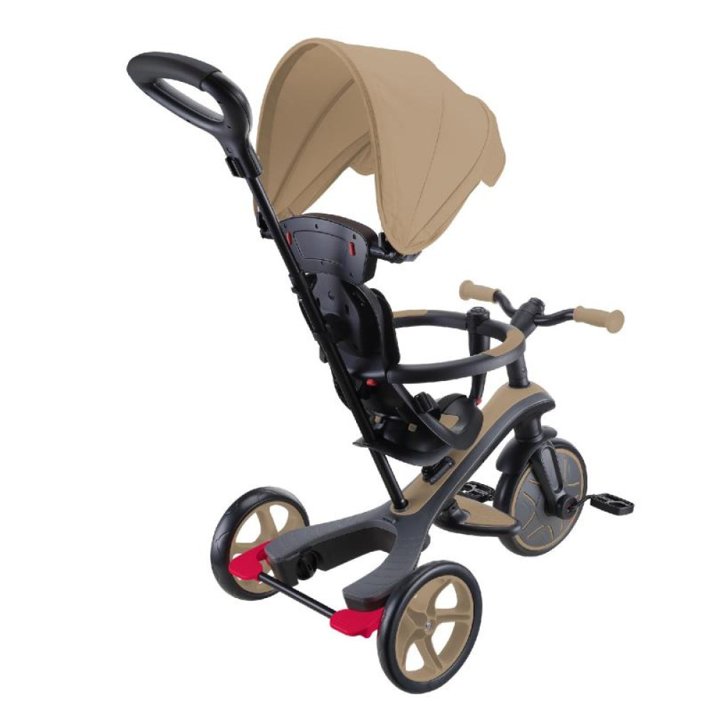 Globber Explorer Trike - детский трехколесный велосипед с родительской ручкой 4в1 • Песочный