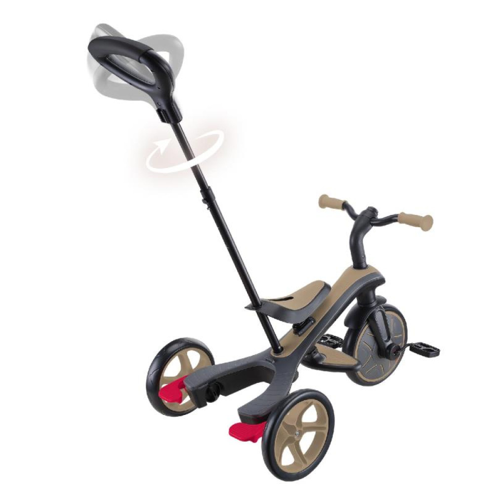 Globber Explorer Trike - детский трехколесный велосипед с родительской ручкой 4в1 • Песочный