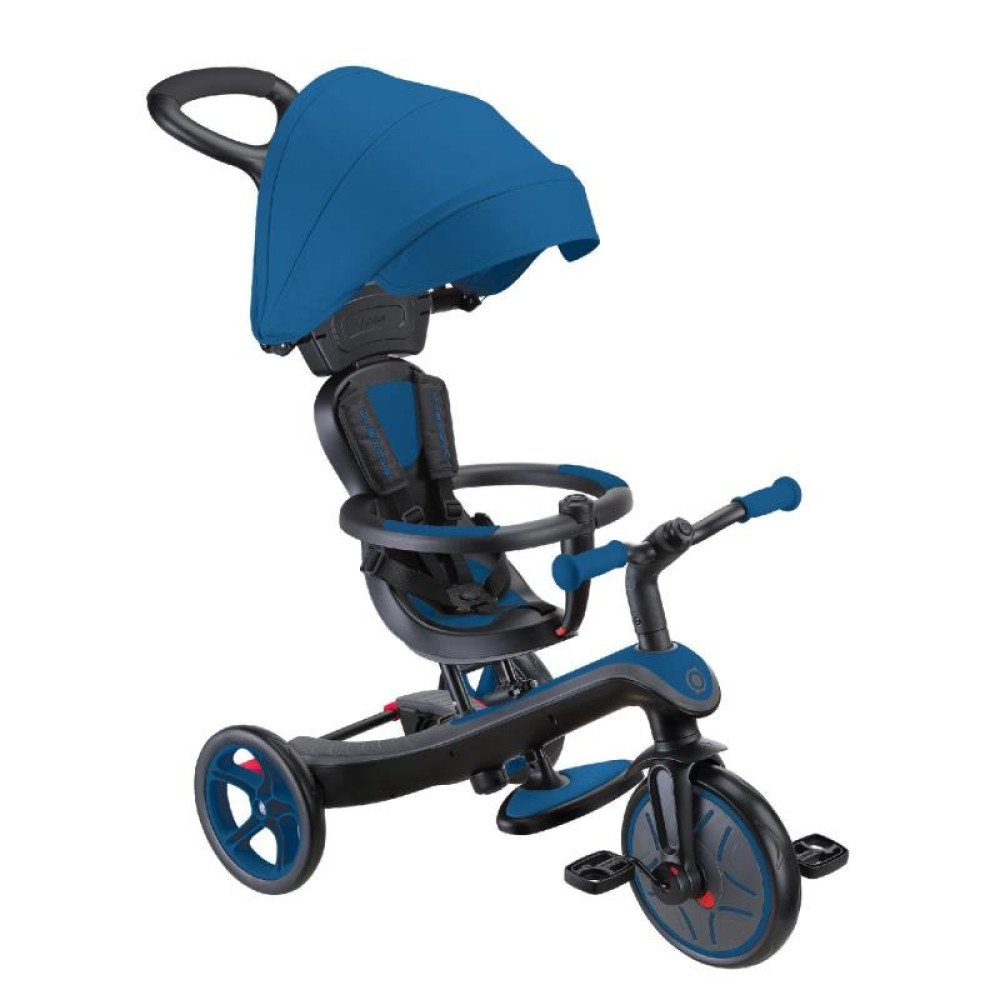 Globber Explorer Trike - детский трехколесный велосипед с родительской ручкой 4в1 • Синий