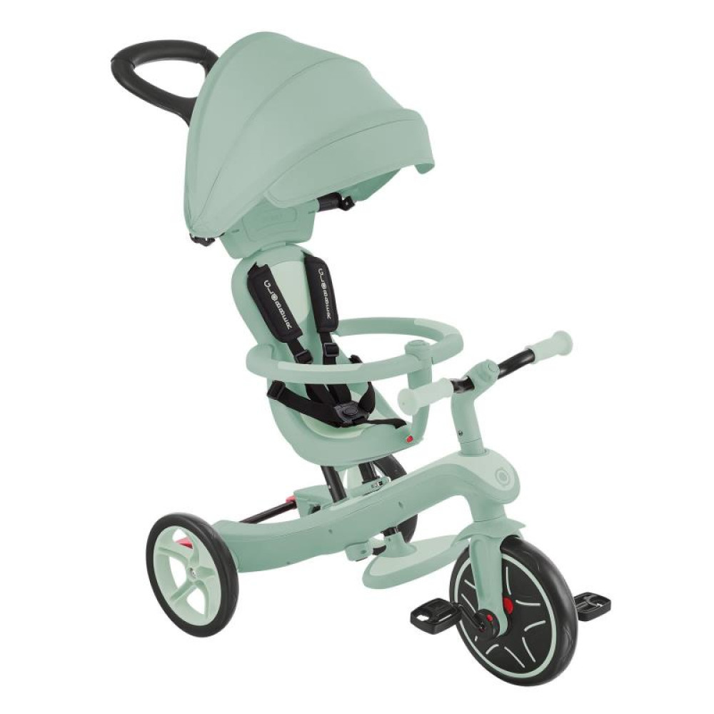Globber Explorer Trike - детский трехколесный велосипед с родительской ручкой 4в1 • Фисташковый