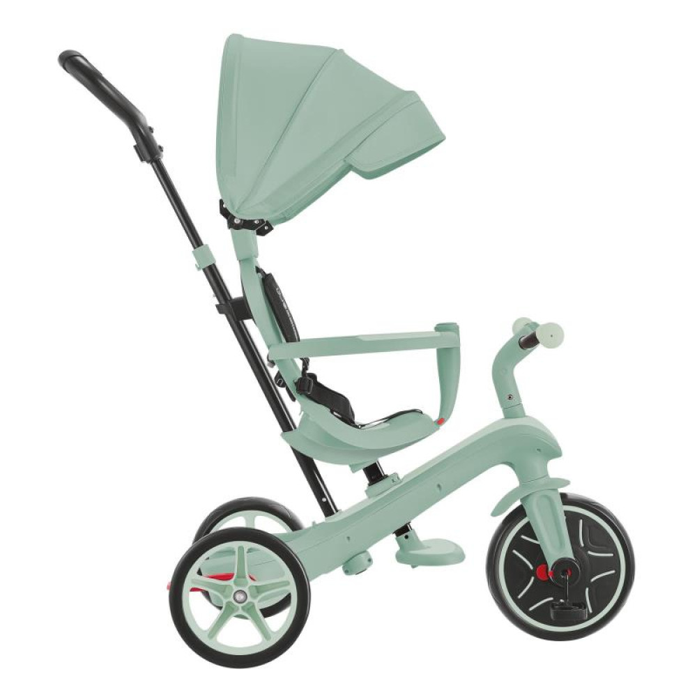 Globber Explorer Trike - детский трехколесный велосипед с родительской ручкой 4в1 • Фисташковый