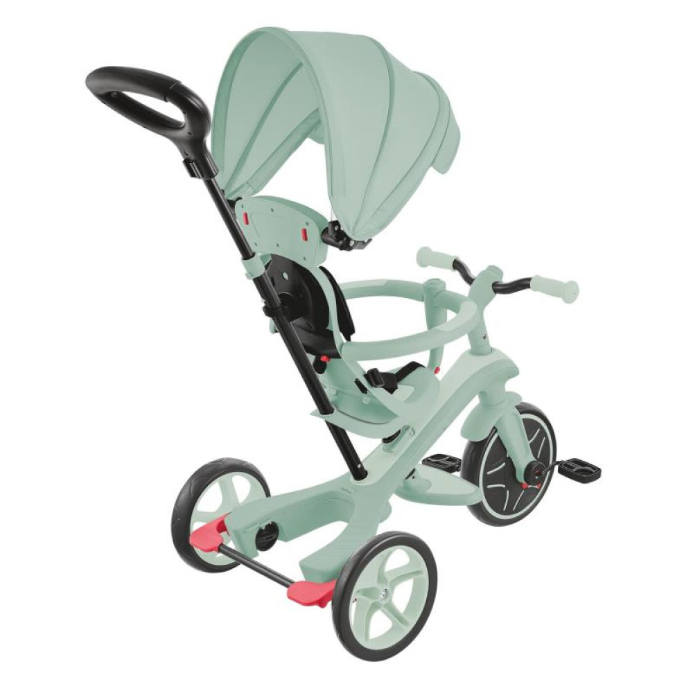 Globber Explorer Trike - детский трехколесный велосипед с родительской ручкой 4в1 • Фисташковый