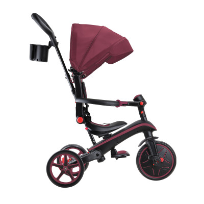Globber Explorer Trike Foldable - детский трехколесный складной велосипед с родительской ручкой 4в1 • Burgundy Globber Explorer Trike Foldable - детский трехколесный складной велосипед с родительской ручкой 4в1 • Burgundy