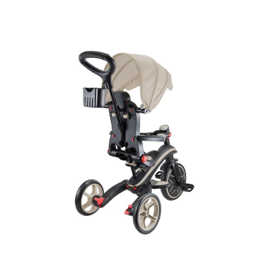Globber Explorer Trike Foldable - детский трехколесный складной велосипед с родительской ручкой 4в1 • Песочный