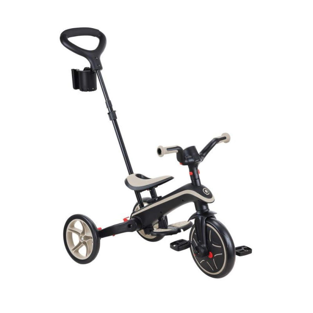Globber Explorer Trike Foldable - детский трехколесный складной велосипед с родительской ручкой 4в1 • Песочный
