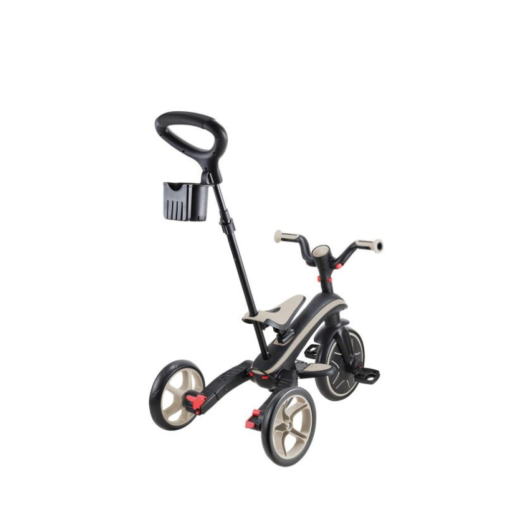 Globber Explorer Trike Foldable - детский трехколесный складной велосипед с родительской ручкой 4в1 • Песочный