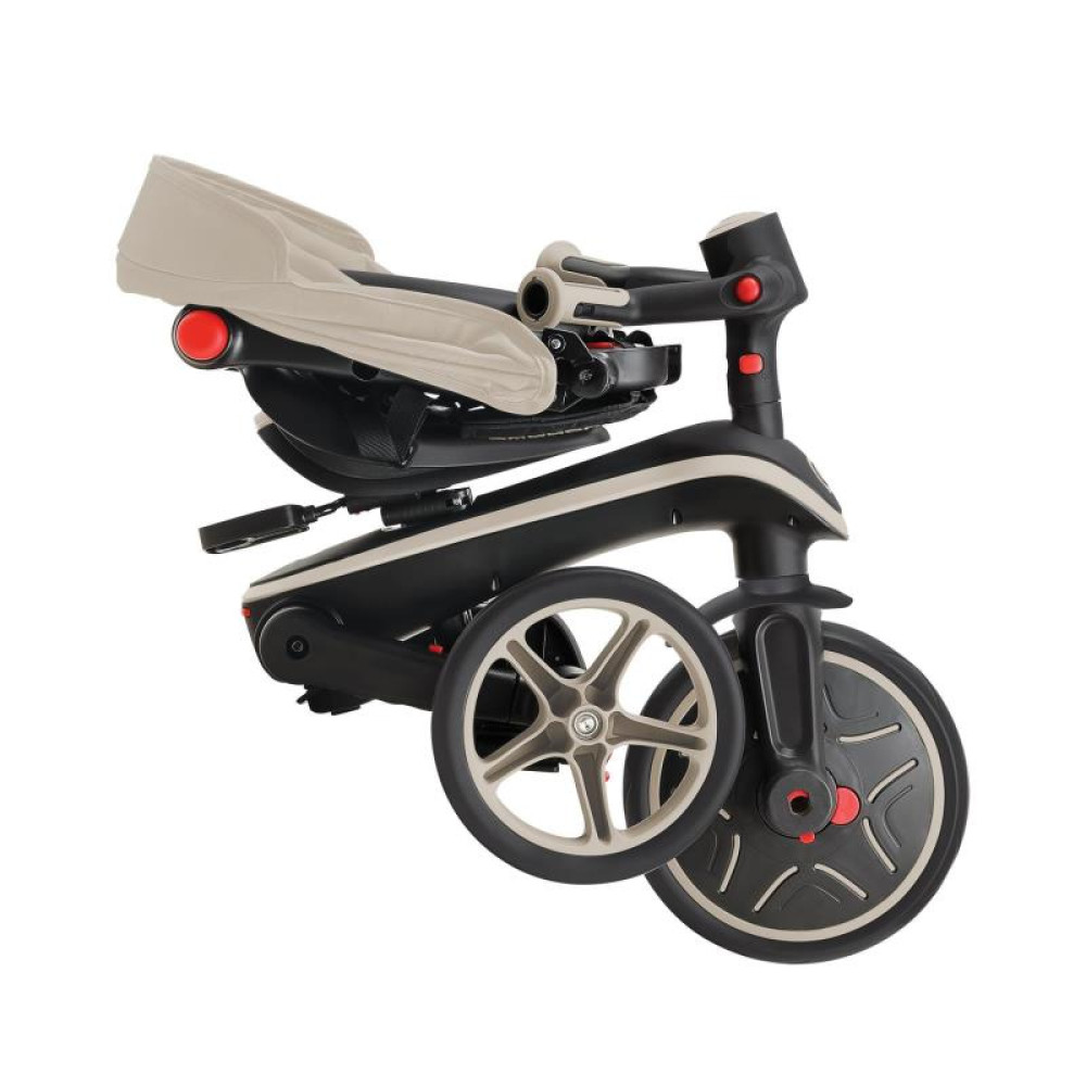 Globber Explorer Trike Foldable - детский трехколесный складной велосипед с родительской ручкой 4в1 • Песочный