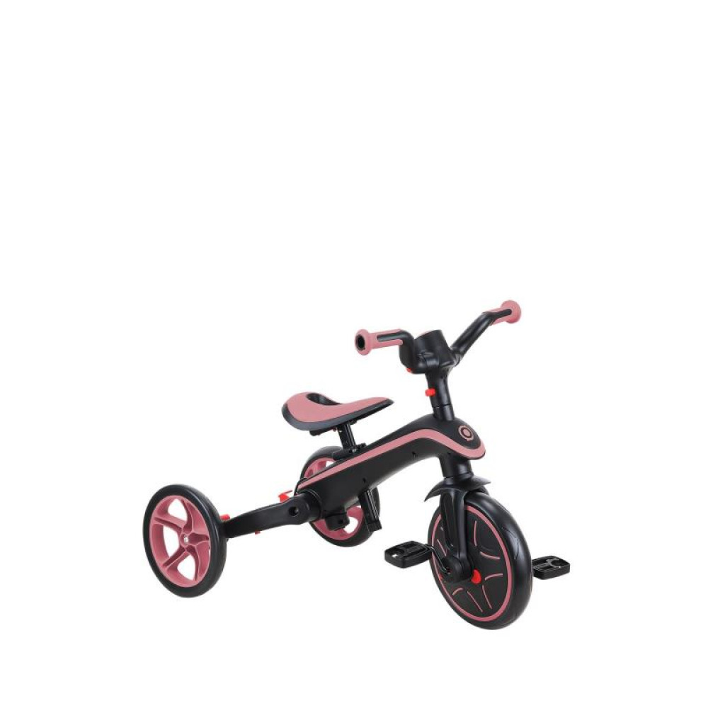 Globber Explorer Trike Foldable - детский трехколесный складной велосипед с родительской ручкой 4в1 • Розовый
