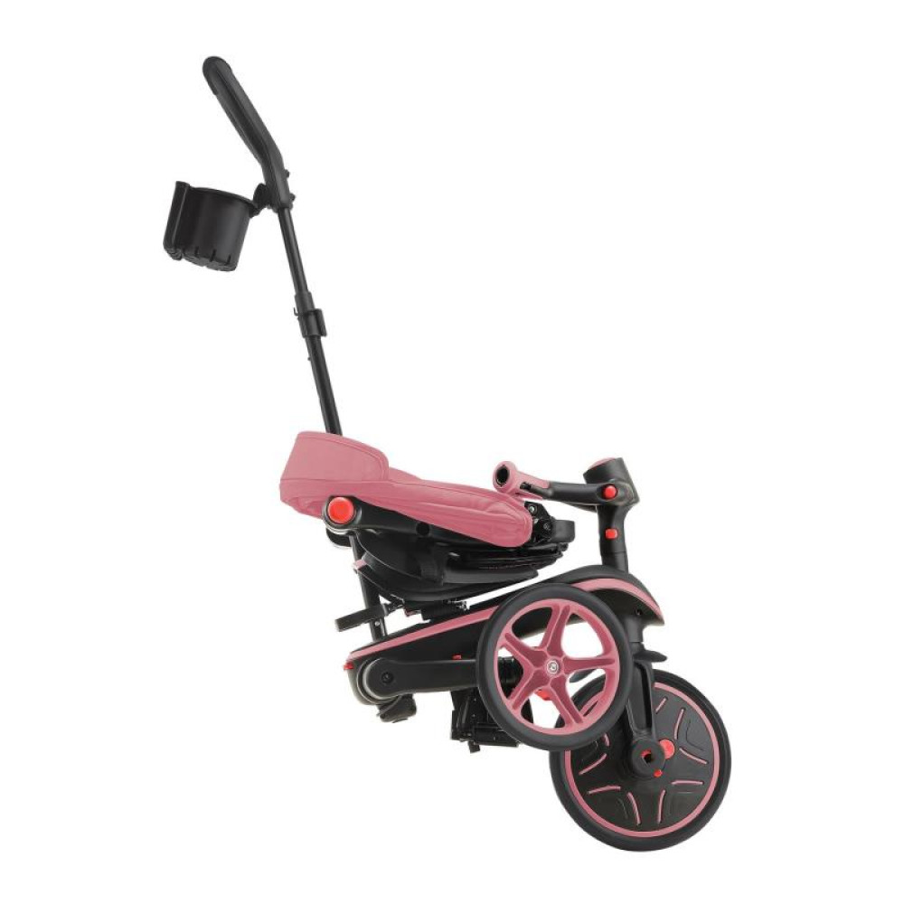 Globber Explorer Trike Foldable - детский трехколесный складной велосипед с родительской ручкой 4в1 • Розовый