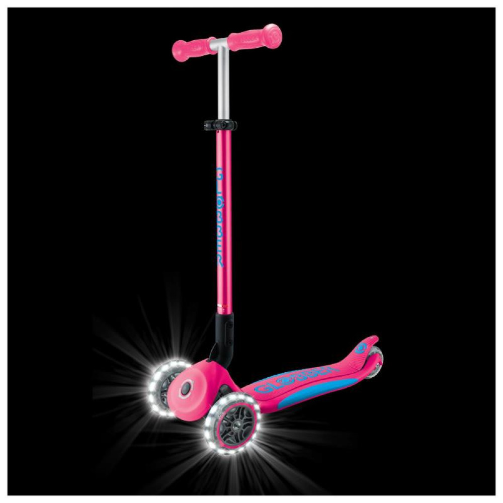 Globber Elite Lights - триколісний самокат, колеса з підсвіткою, до 50кг, 3+ • Фуксія
