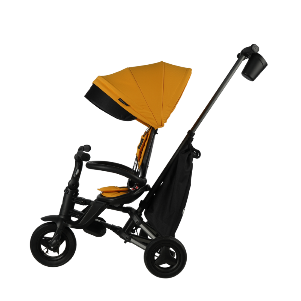 Qplay Nova+ Rubber - детский складной трехколесный велосипед с родительской ручкой • Desert Yellow