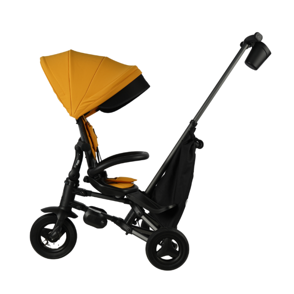 Qplay Nova+ Rubber - детский складной трехколесный велосипед с родительской ручкой • Desert Yellow