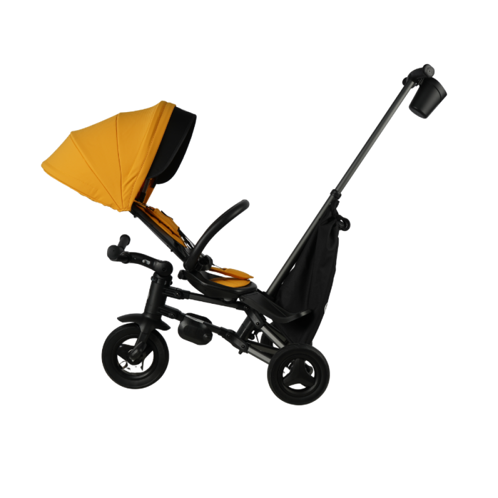 Qplay Nova+ Rubber - детский складной трехколесный велосипед с родительской ручкой • Desert Yellow