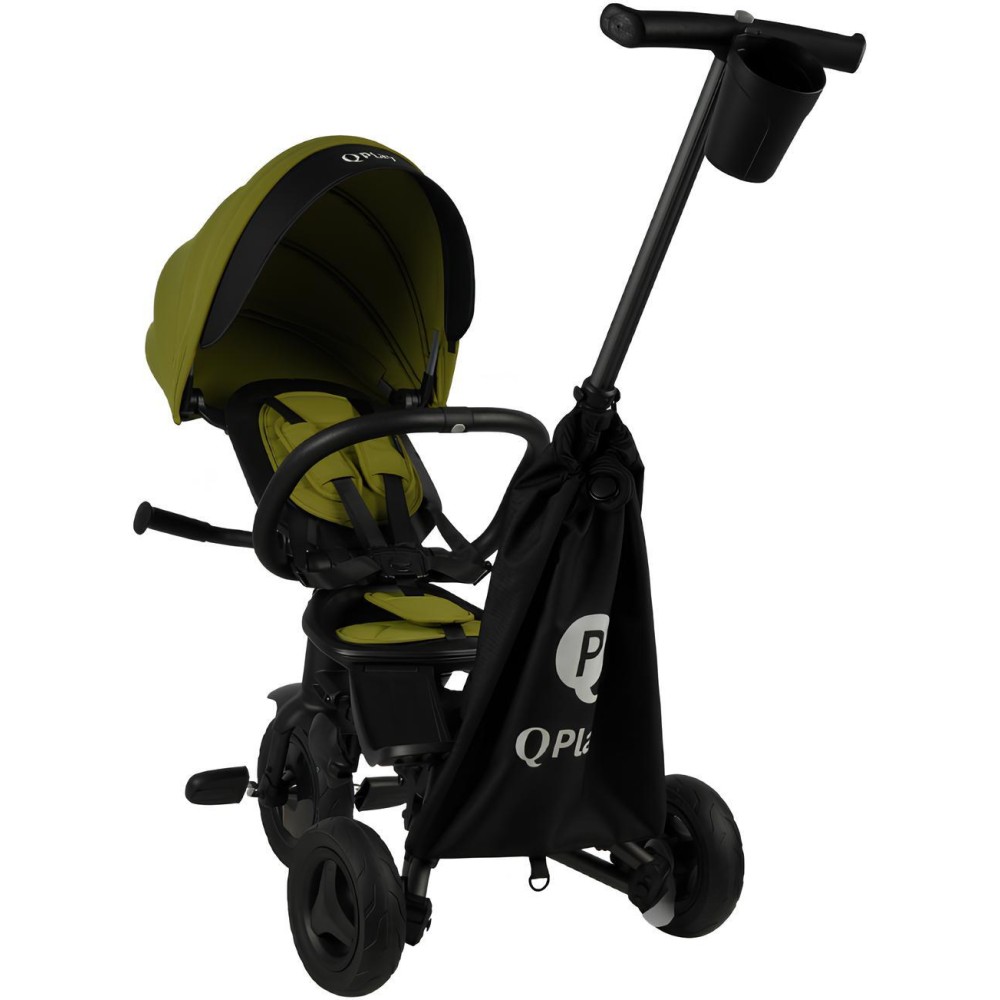 Qplay Nova+ Rubber - детский складной трехколесный велосипед с родительской ручкой • Military Green