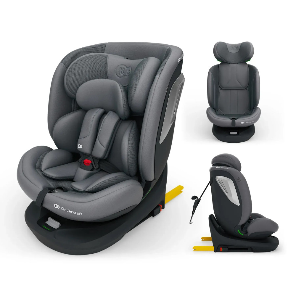 Kinderkraft i-Grow 2 Plus i-Size - поворотне автокрісло для дітей (0-12 років / 40-150 см) • Grey (KCIGRO02GRYPL00)