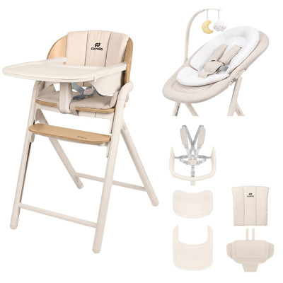 Carrello Tenero CRL-9507 - стульчик для кормления 3в1, шезлонг для новорожденного • Olympus Beige Wooden