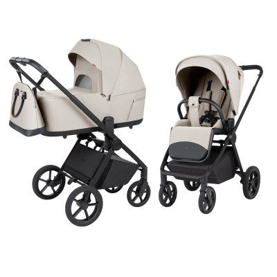 Carrello Ultra F CRL-6556 - детская коляска 2в1, люлька складывается вместе с рамой • Milk Grey
