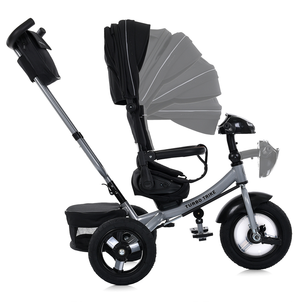 Turbo Trike MT 1007-1 - дитячий триколісний велосипед з батьківською ручкою, поворотне сидіння, пульт ДК • Чорний