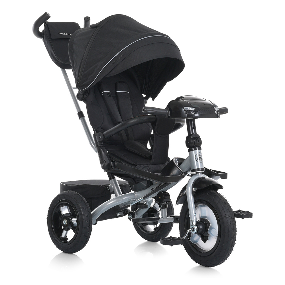 Turbo Trike MT 1007-1 - дитячий триколісний велосипед з батьківською ручкою, поворотне сидіння, пульт ДК • Чорний