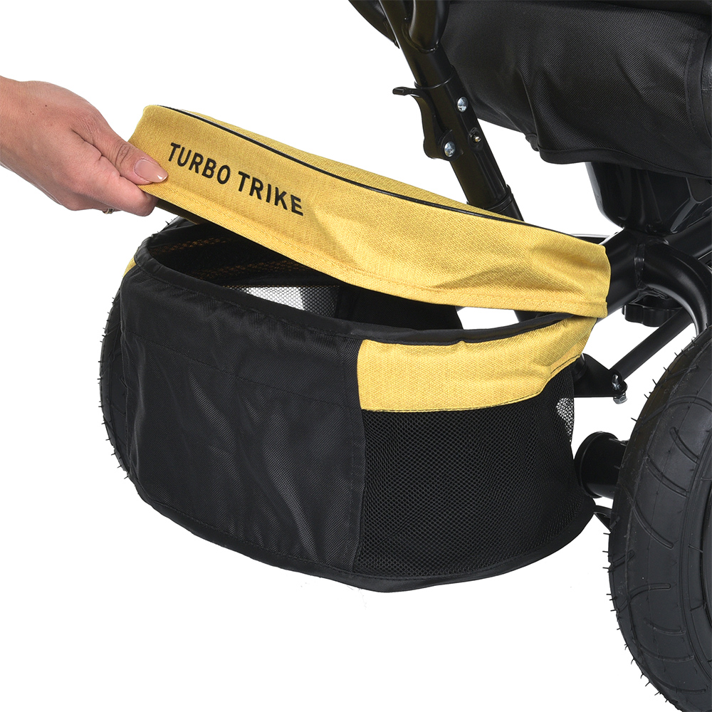 Turbo Trike MT 1007-10 - дитячий триколісний велосипед з батьківською ручкою, поворотне сидіння, пульт ДК • Жовтий