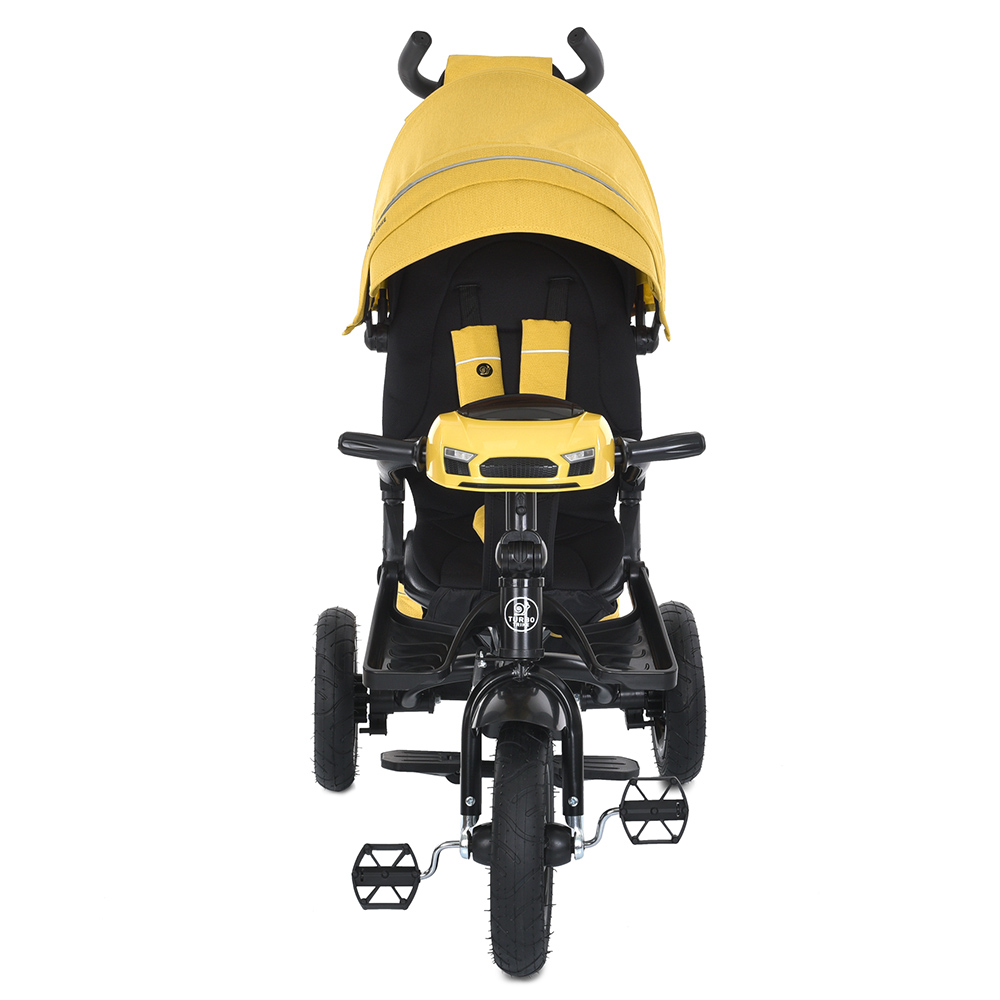 Turbo Trike MT 1007-10 - дитячий триколісний велосипед з батьківською ручкою, поворотне сидіння, пульт ДК • Жовтий
