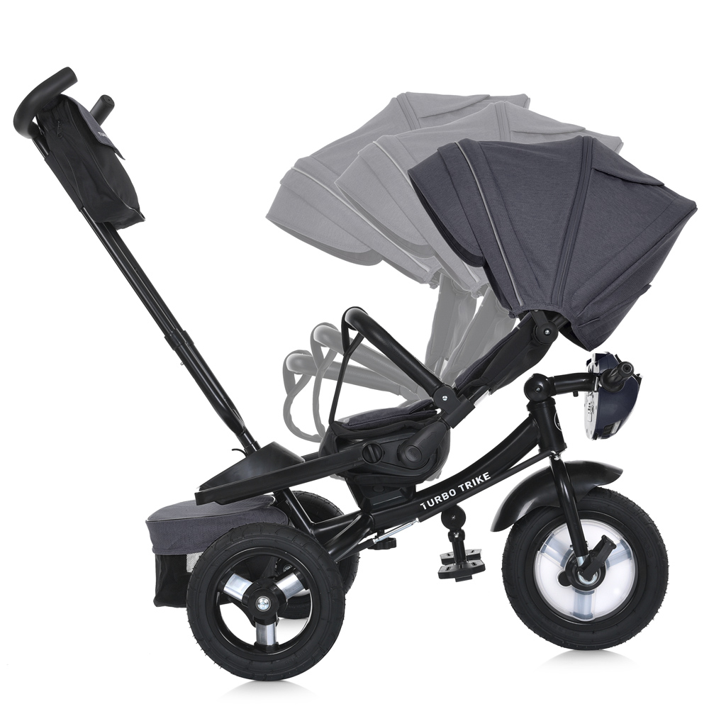 Turbo Trike MT 1007-9 - дитячий триколісний велосипед з батьківською ручкою, поворотне сидіння, пульт ДК • Темно-синій