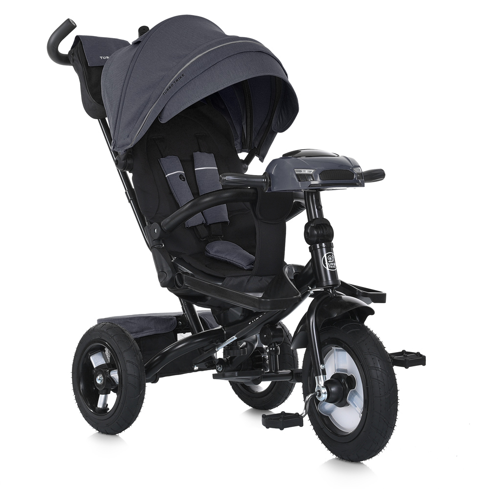 Turbo Trike MT 1007-9 - дитячий триколісний велосипед з батьківською ручкою, поворотне сидіння, пульт ДК • Темно-синій