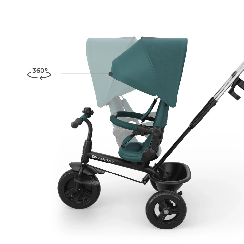 Kinderkraft Aston 2 Plus - дитячий триколісний велосипед із батьківською ручкою 6в1, поворотне сидіння • Green (KRASTO02GREPL00)