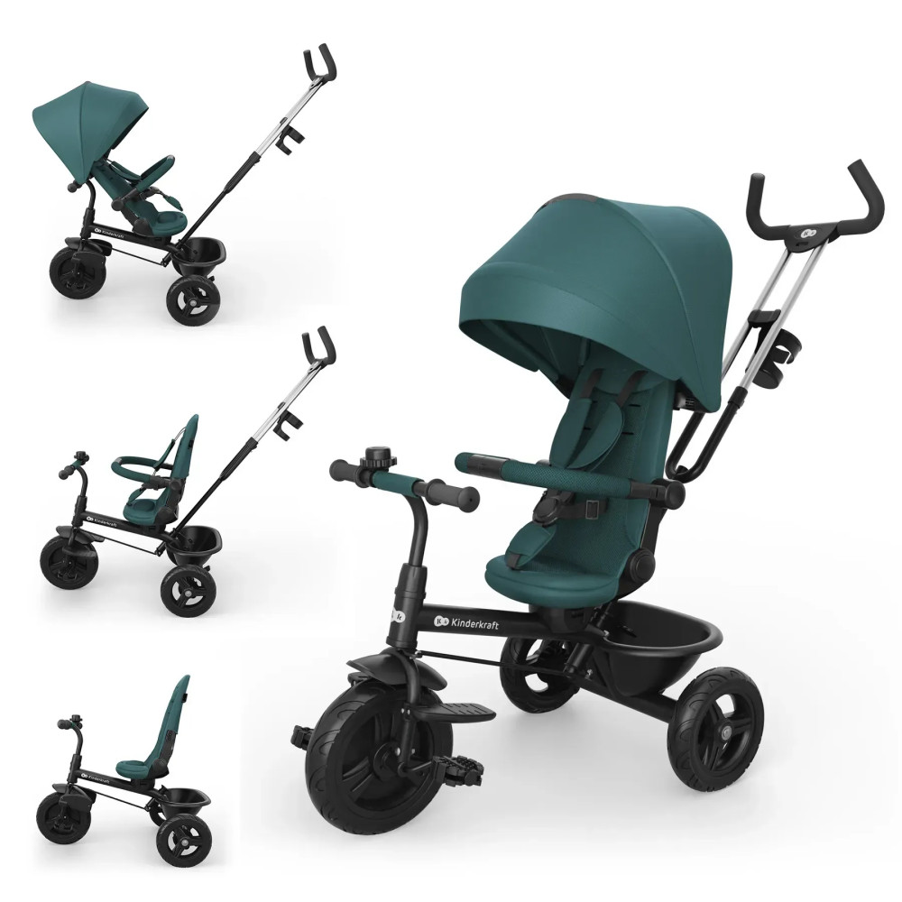 Kinderkraft Aston 2 Plus - дитячий триколісний велосипед із батьківською ручкою 6в1, поворотне сидіння • Green (KRASTO02GREPL00)