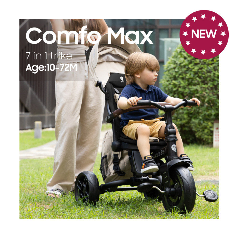 Детский трехколесный складной велосипед Qplay Comfo Max T70 Black