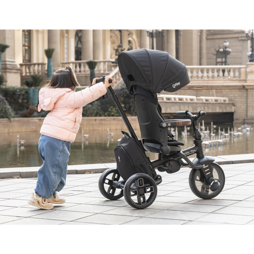 Qplay Comfo Max T70 - детский трехколесный складной велосипед 7в1 • Black