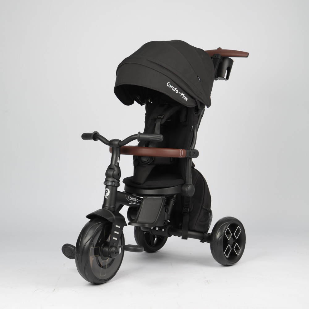 Qplay Comfo Max T70 - детский трехколесный складной велосипед 7в1 • Black