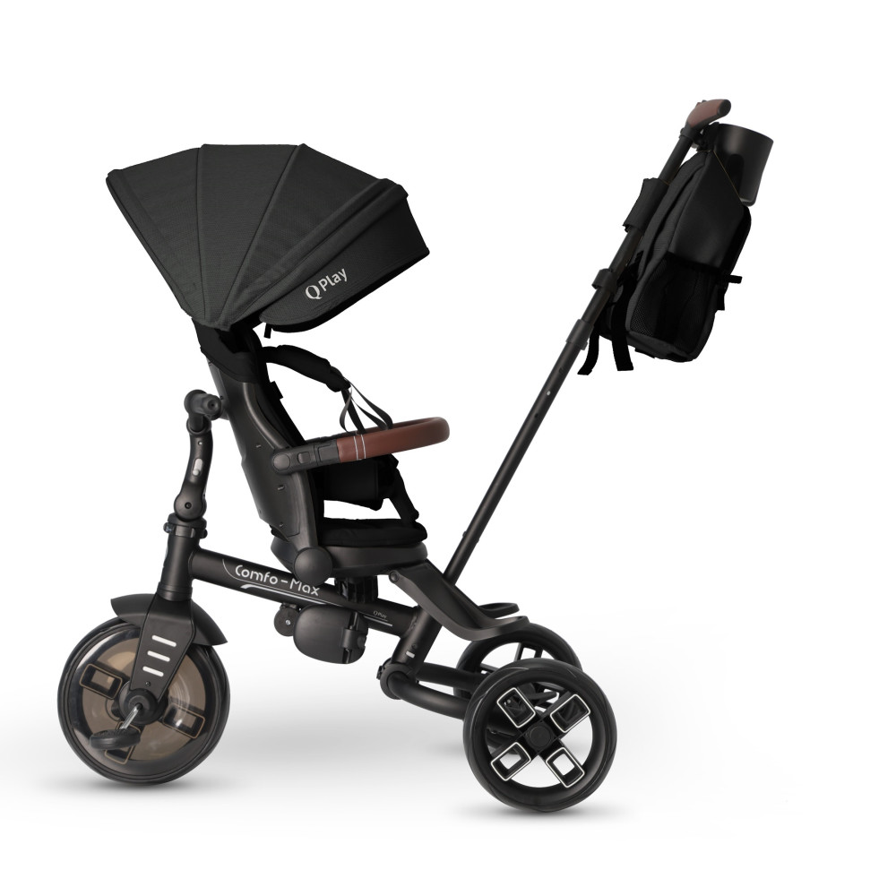 Qplay Comfo Max T70 - детский трехколесный складной велосипед 7в1 • Black