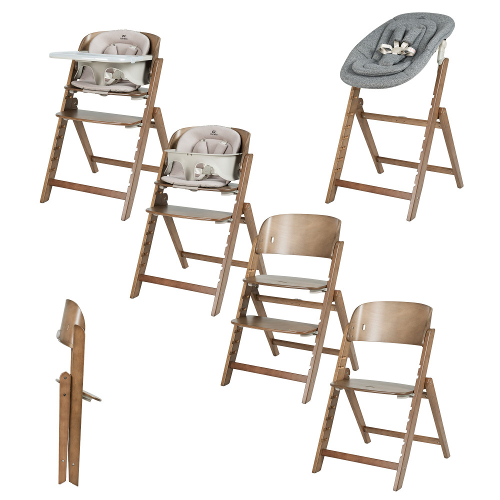 Carrello Focus CRL-16801 - деревянный стульчик-трансформер для кормления, шезлонг для новорожденного, выдерживает нагрузку до 130 кг • Whisper Grey