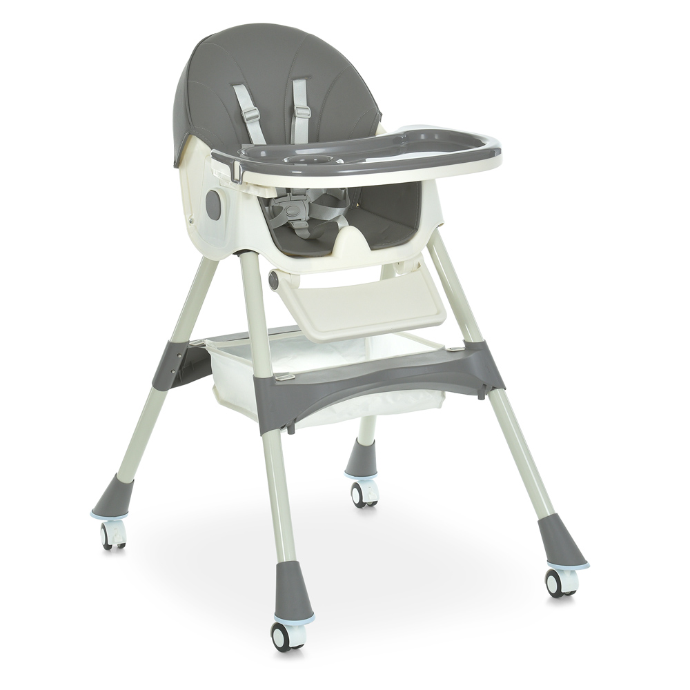 Bambi M 6302 - стільчик для годування, складний, екошкіра • Gray