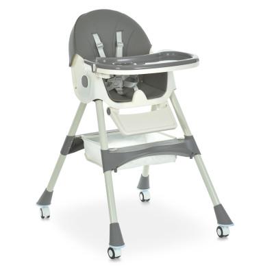 Bambi M 6302 - стульчик для кормления, складной, экокожа • Gray Bambi M 6302 - стульчик для кормления, складной, экокожа • Gray