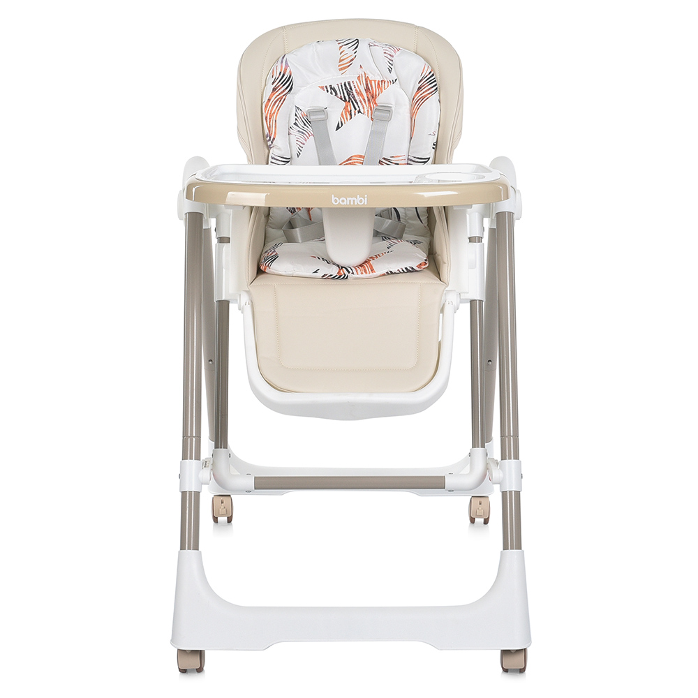Bambi M 5897 - стільчик для годування 2в1 з механичним заколисуванням • Beige Bambi M 5897 - стільчик для годування 2в1 з механичним заколисуванням • Beige