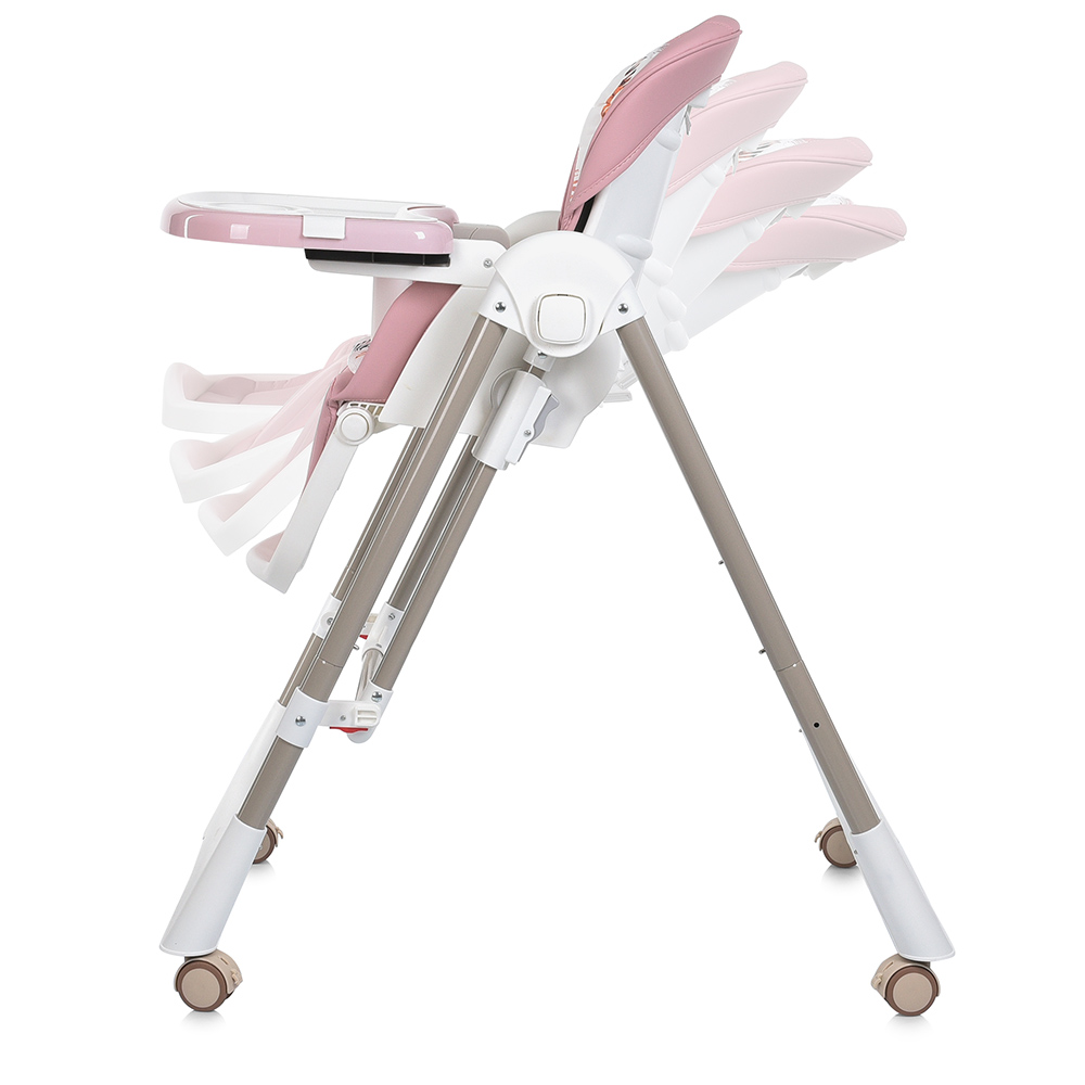 Bambi M 5897 - стільчик для годування 2в1 з механичним заколисуванням • Pink Bambi M 5897 - стільчик для годування 2в1 з механичним заколисуванням • Pink