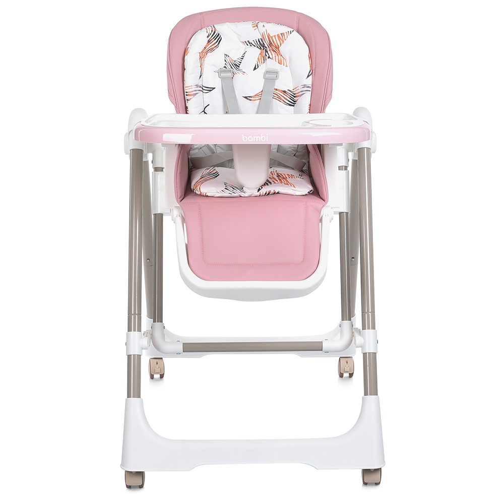 Bambi M 5897 - стільчик для годування 2в1 з механичним заколисуванням • Pink Bambi M 5897 - стільчик для годування 2в1 з механичним заколисуванням • Pink