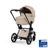 Комплект 2в1 Cybex Priam - детская коляска премиум, люлька складывается вместе с рамой • Cozy Beige / Matt Black Frame